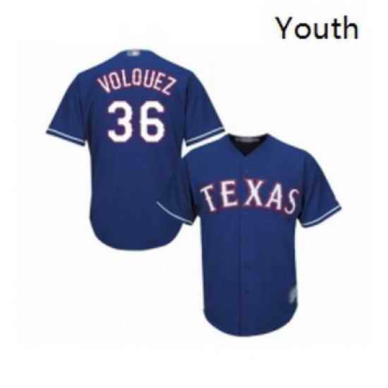 Youth Texas Rangers 36 Edinson Volquez Replica Royal Blue Alternate 2 Cool Base Baseball Jersey